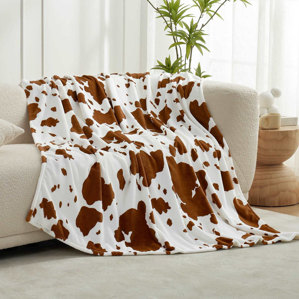 Cow Print Plush Throw