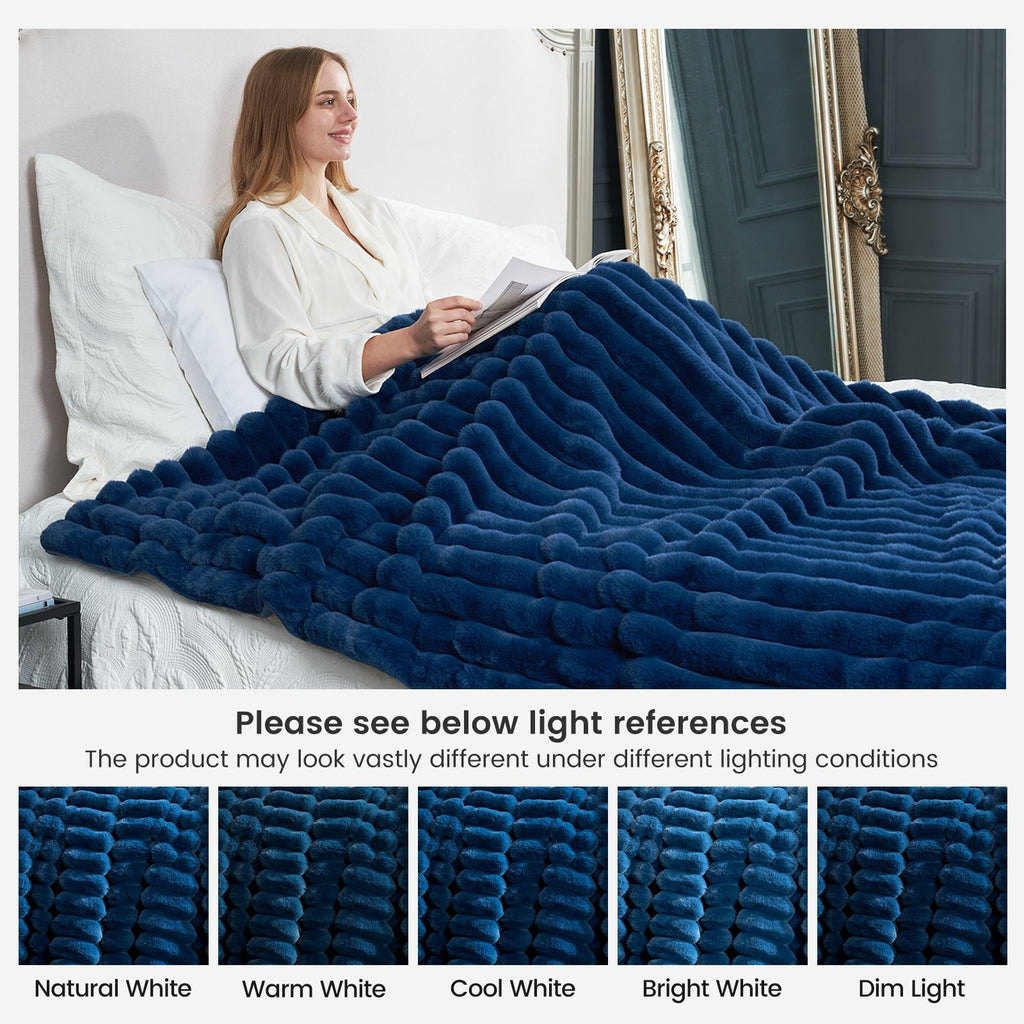 Striped Faux Fur Throw