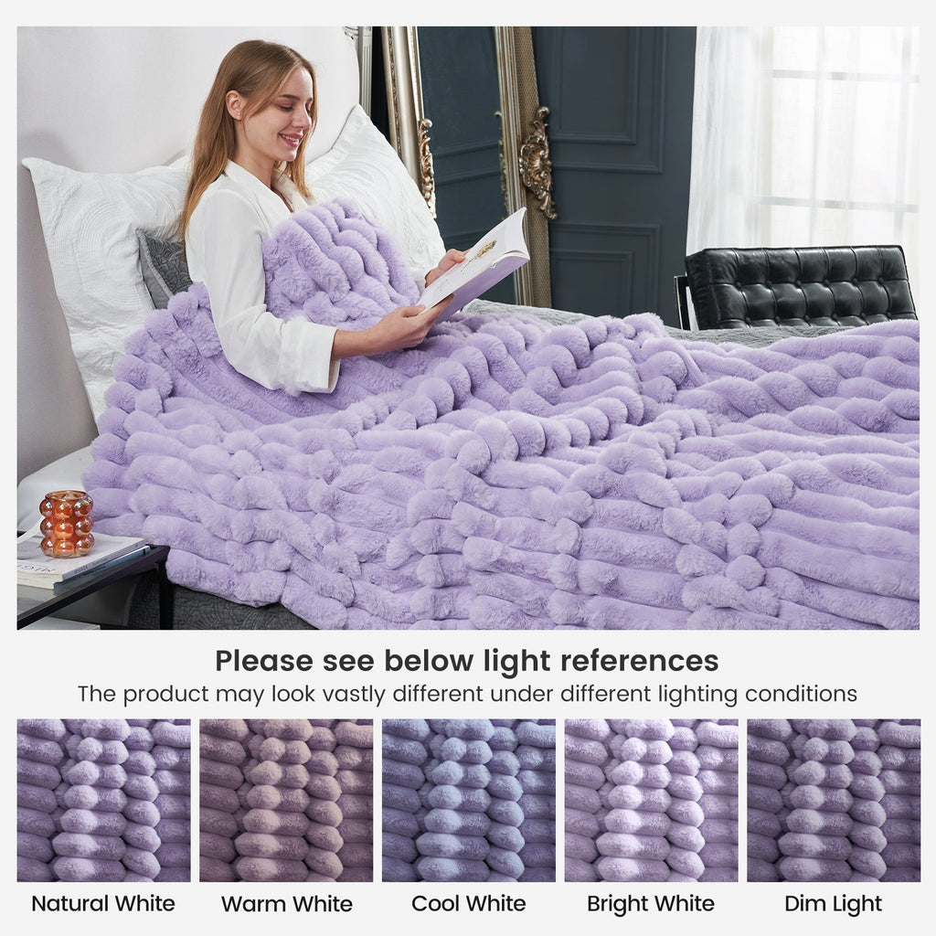 Striped Faux Fur Throw