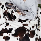 Cow Print Plush Throw