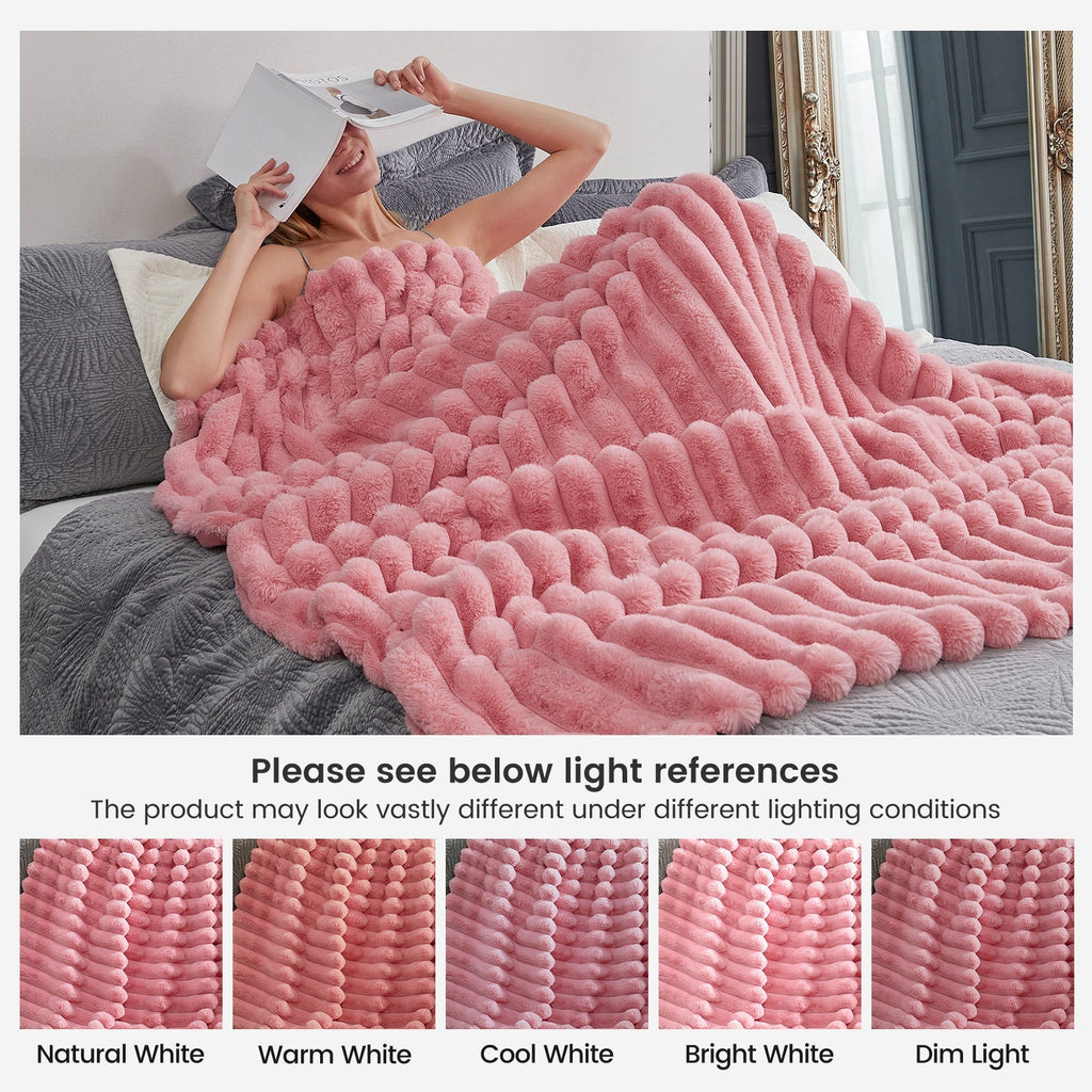 Striped Faux Fur Throw