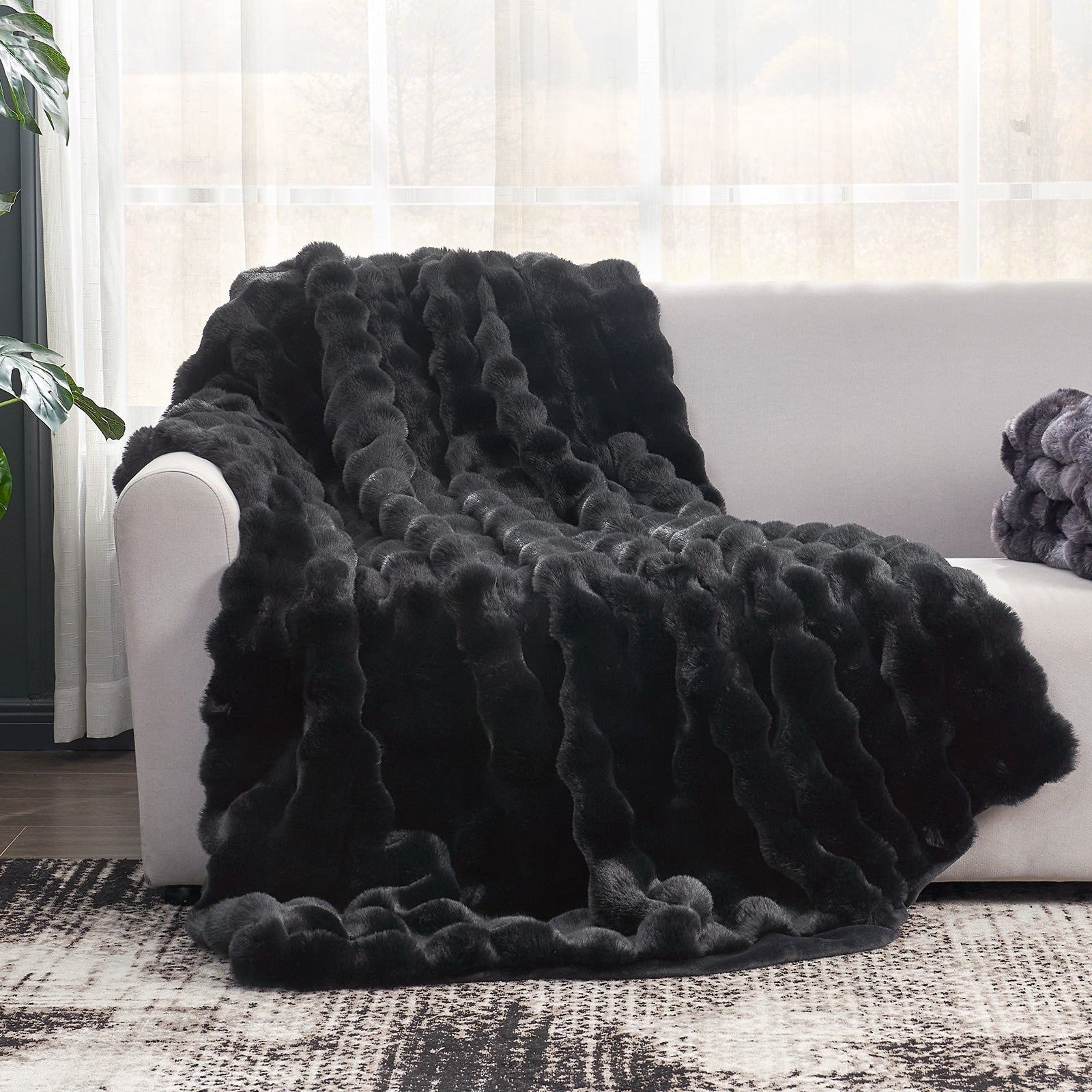 Bubble Tie-Dye Faux Fur Throw