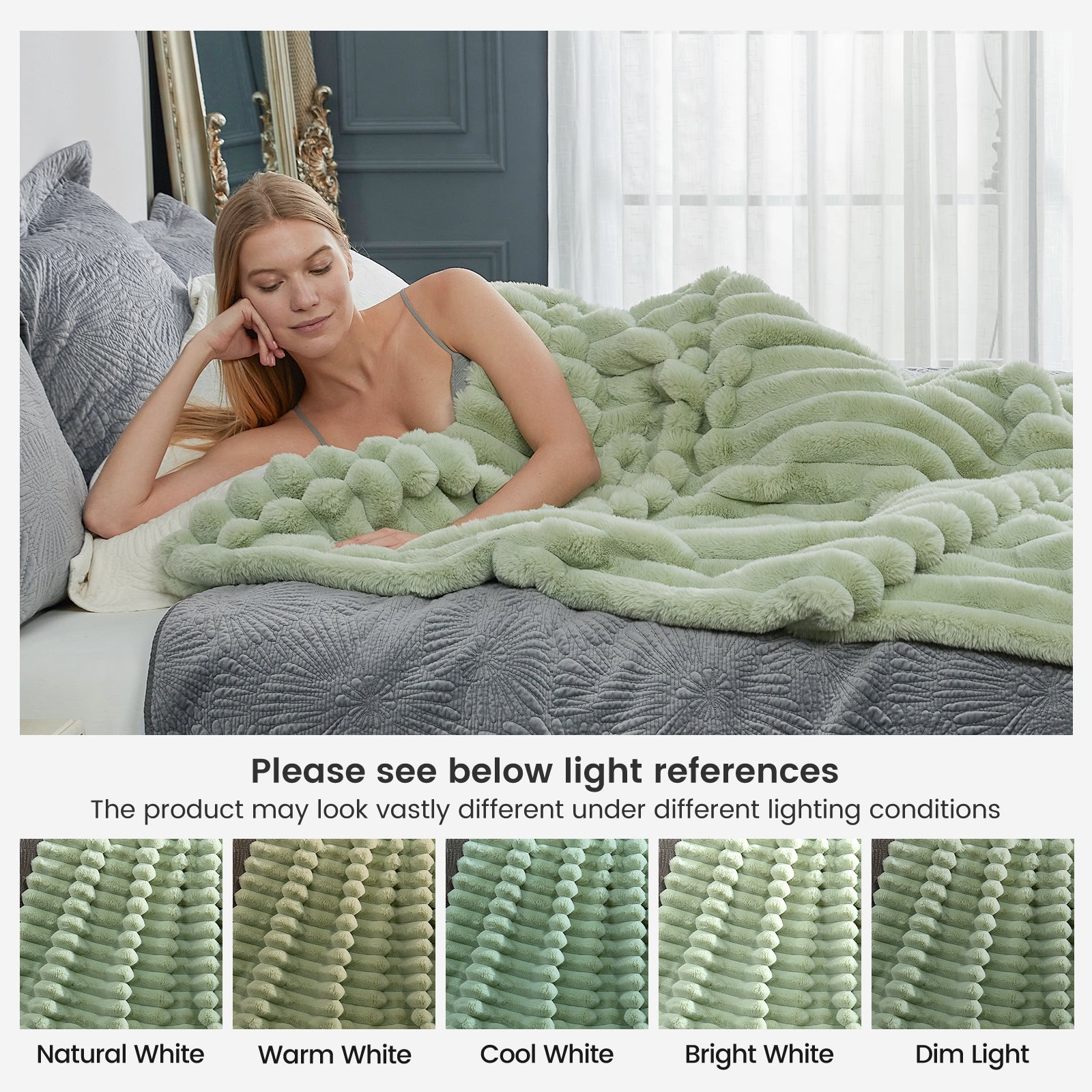 Striped Faux Fur Throw