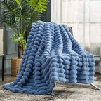 Striped Faux Fur Throw