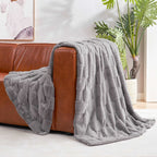 Checkerboard Faux Fur Throw