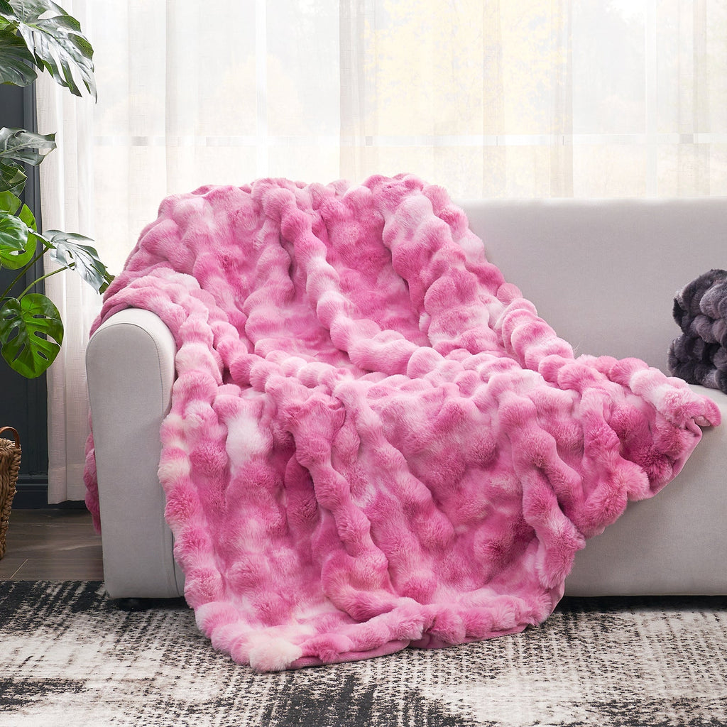 Bubble Tie-Dye Faux Fur Throw