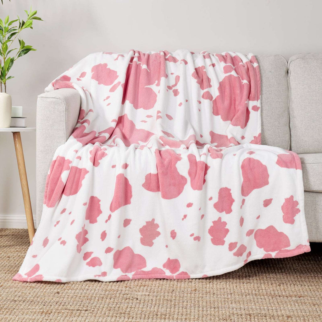 Cow Print Plush Throw