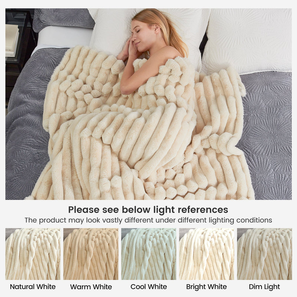 Striped Faux Fur Throw