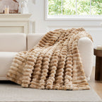 Striped Faux Fur Throw