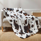 Cow Print Plush Throw