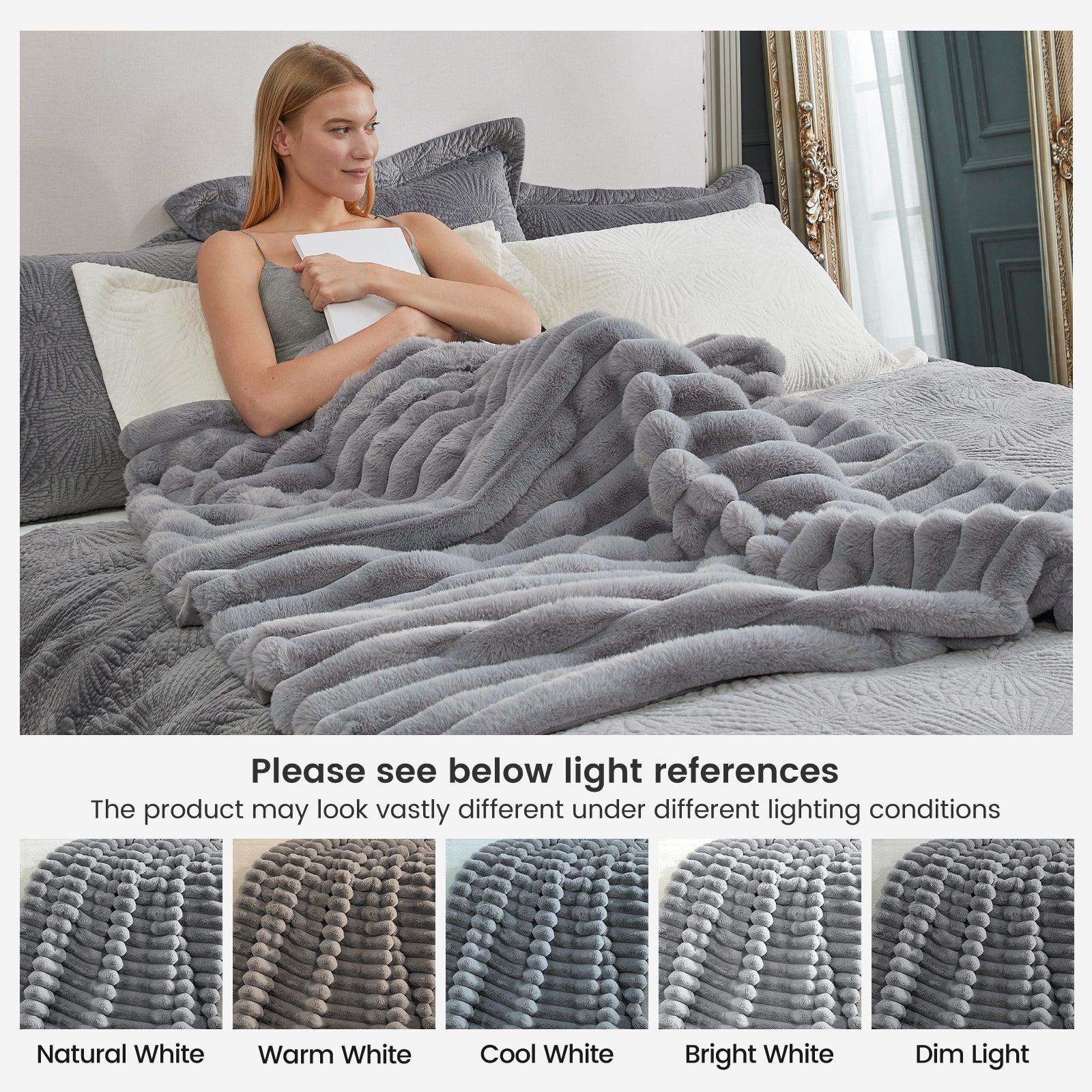 Striped Faux Fur Throw