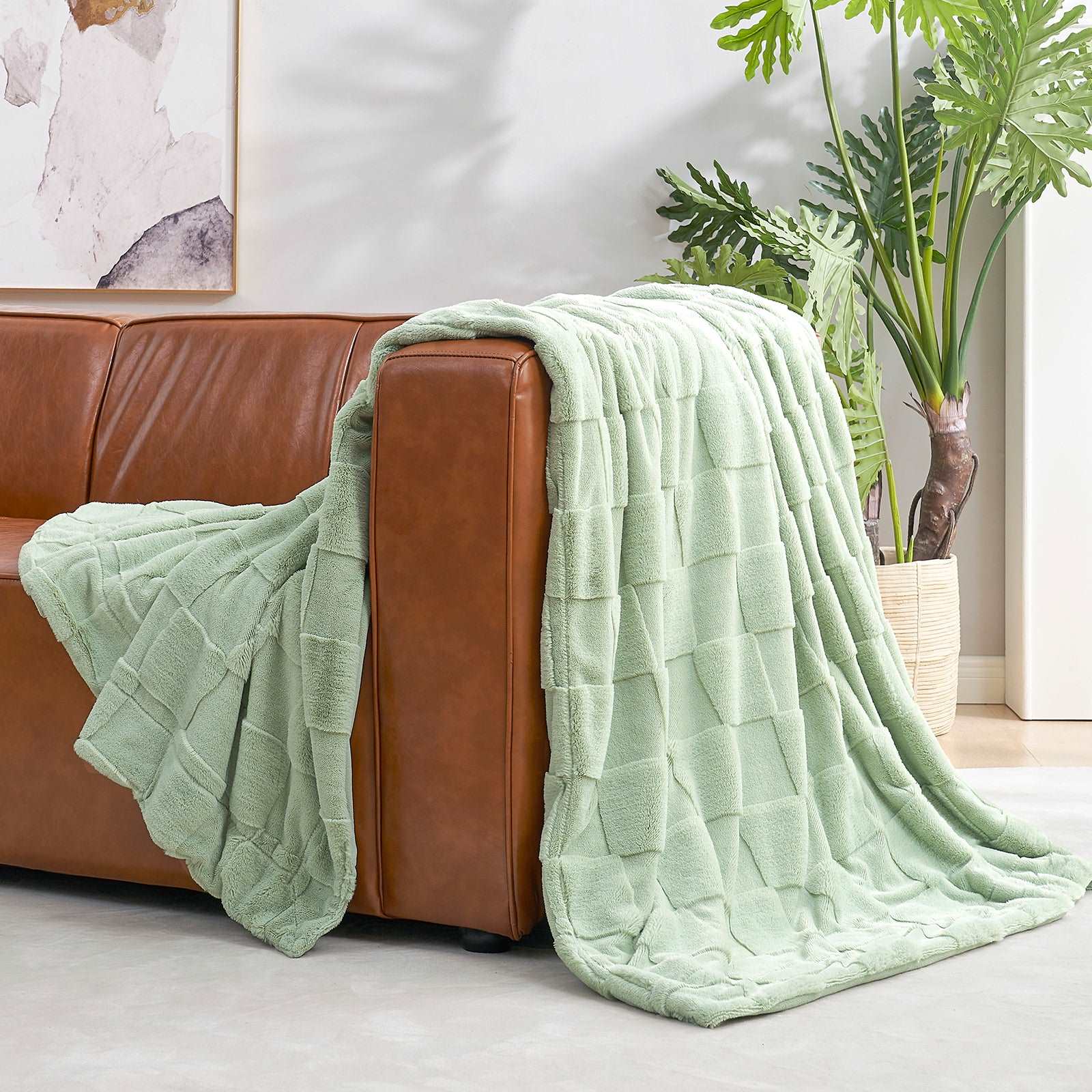 Checkerboard Faux Fur Throw