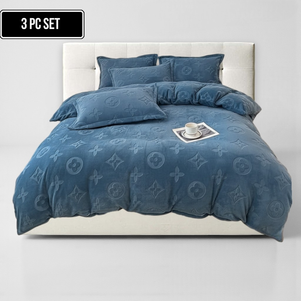 3-Piece MonoFloral Duvet Cover Bedding Set