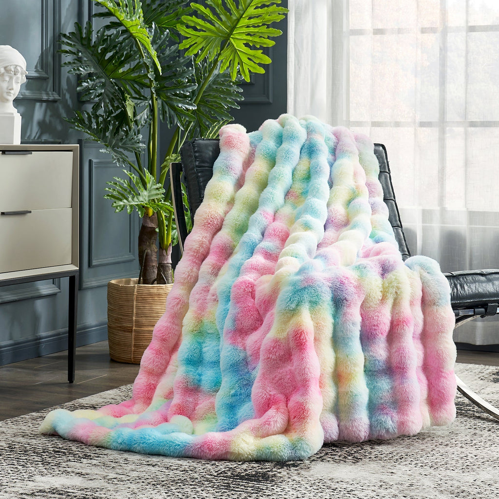 Bubble Tie-Dye Faux Fur Throw