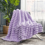 Striped Faux Fur Throw