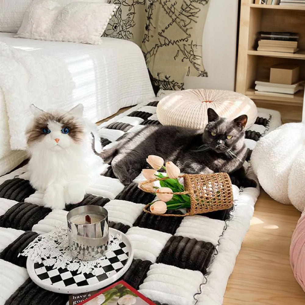 Cream Fuzz Dog Bed Mat