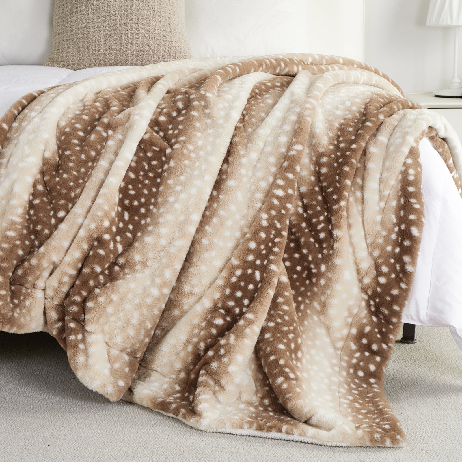 Deer Print Faux Fur Throw Secondary image