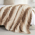 Deer Print Faux Fur Throw