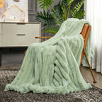 Striped Faux Fur Throw