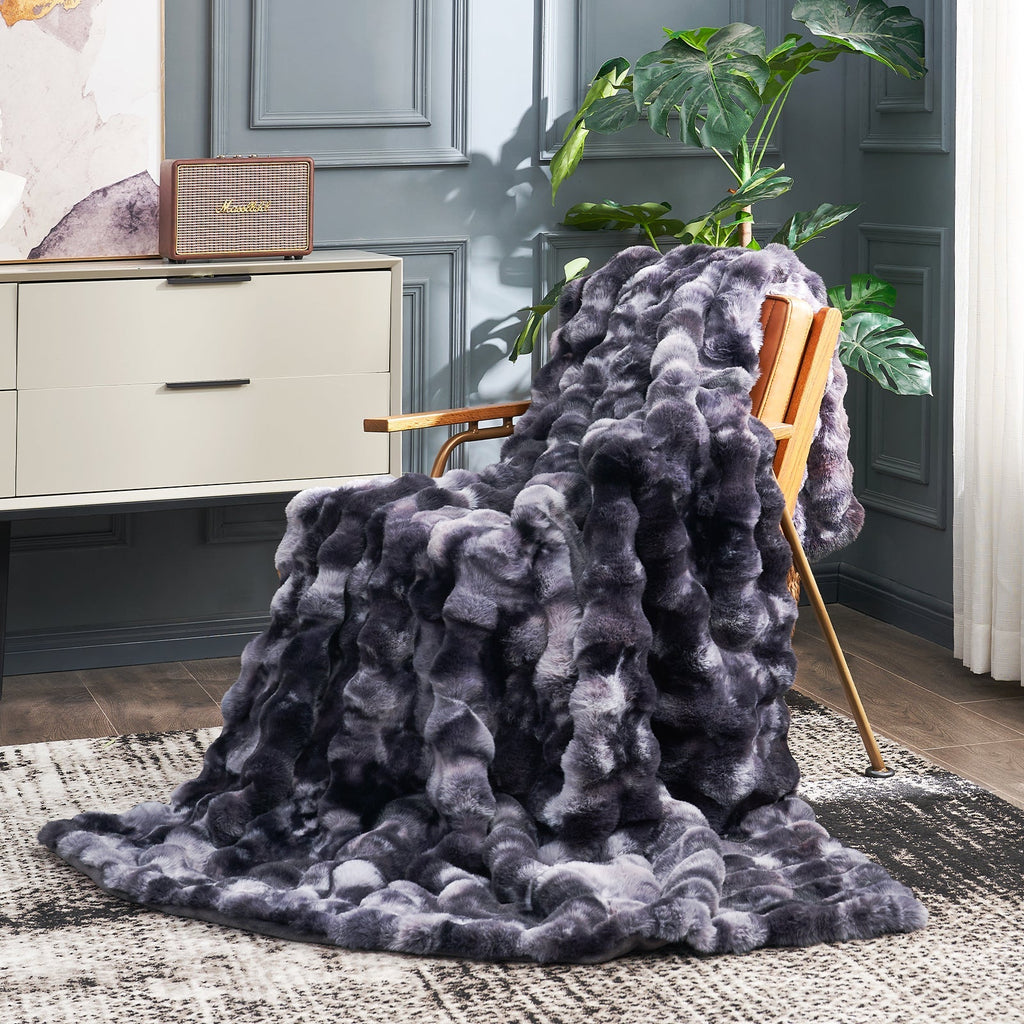 Bubble Tie-Dye Faux Fur Throw