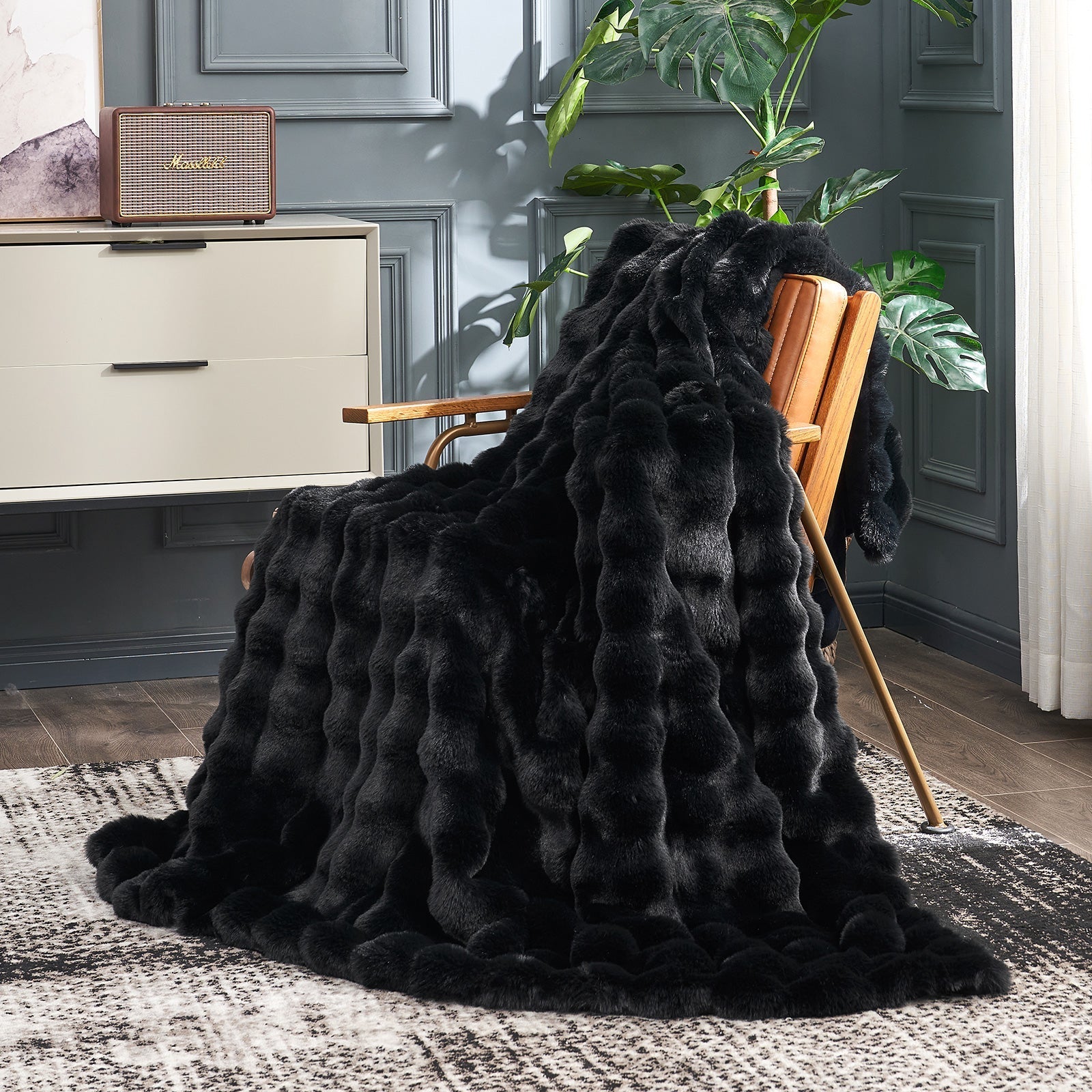 Bubble Tie-Dye Faux Fur Throw