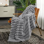 Striped Faux Fur Throw