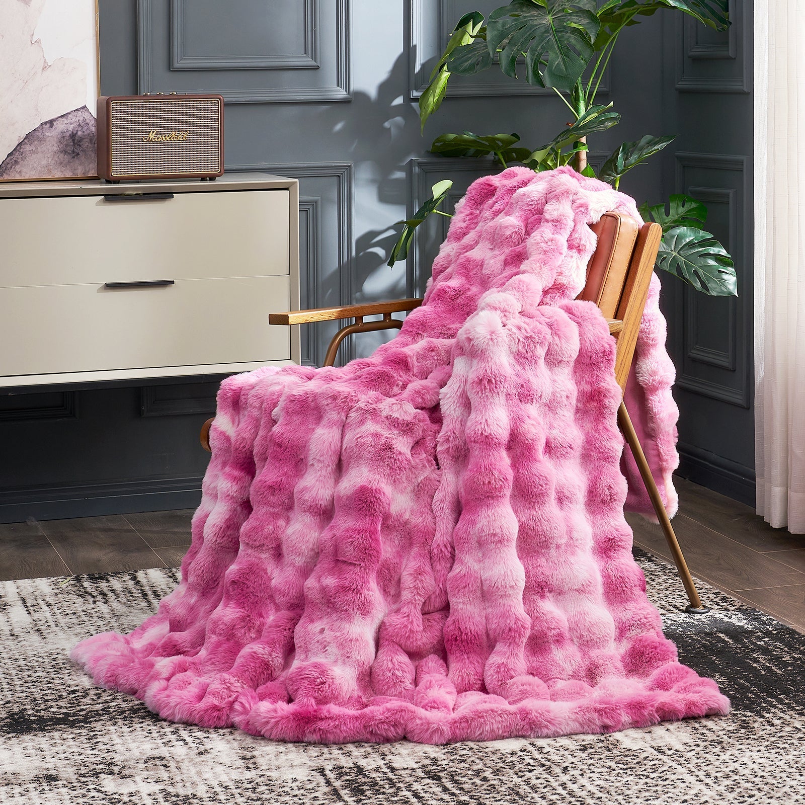 Bubble Tie-Dye Faux Fur Throw