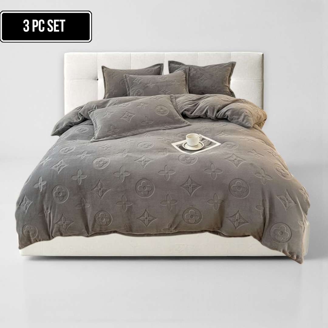 3-Piece MonoFloral Duvet Cover Bedding Set