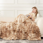 Striped Faux Fur Throw