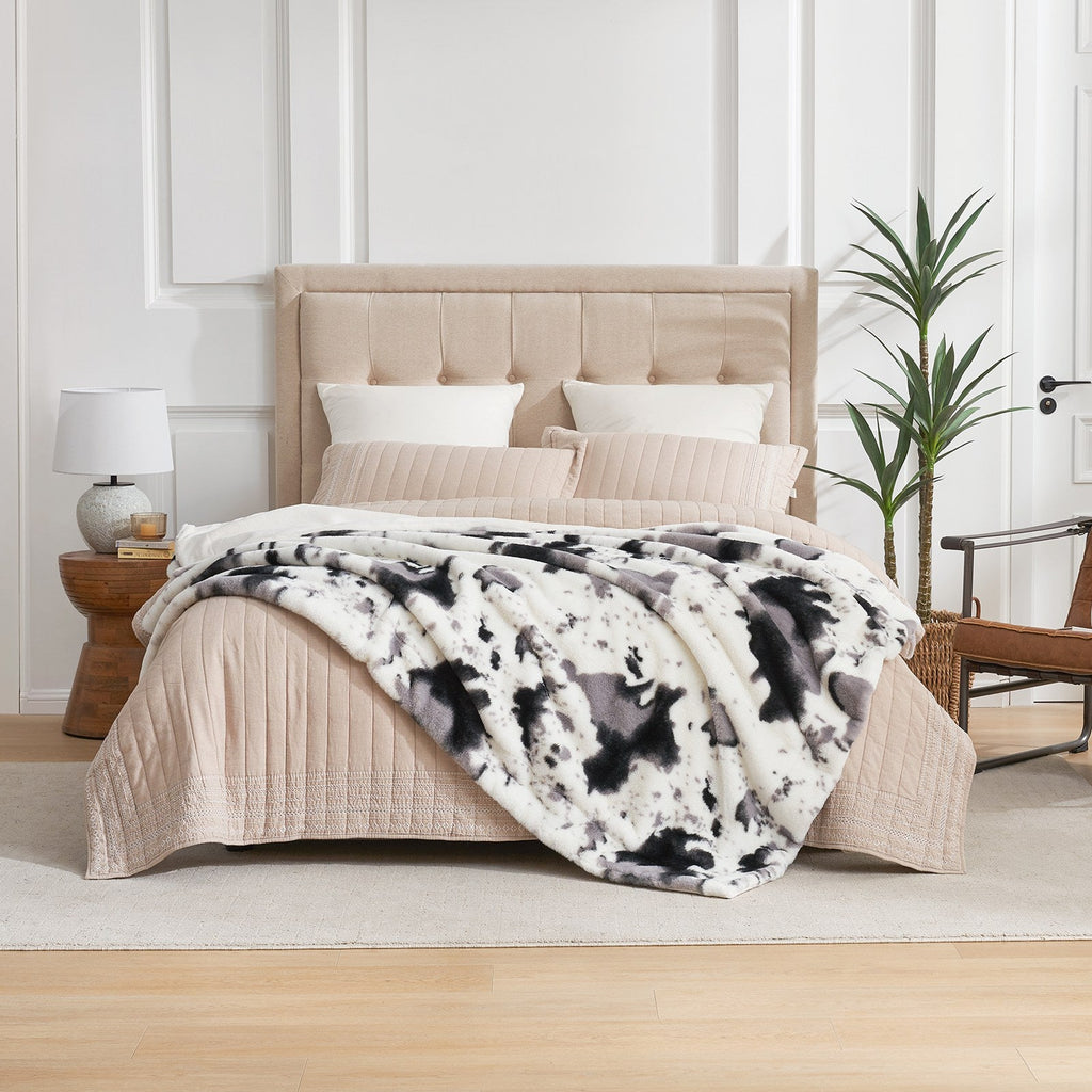 Cow Print Faux Fur Throw