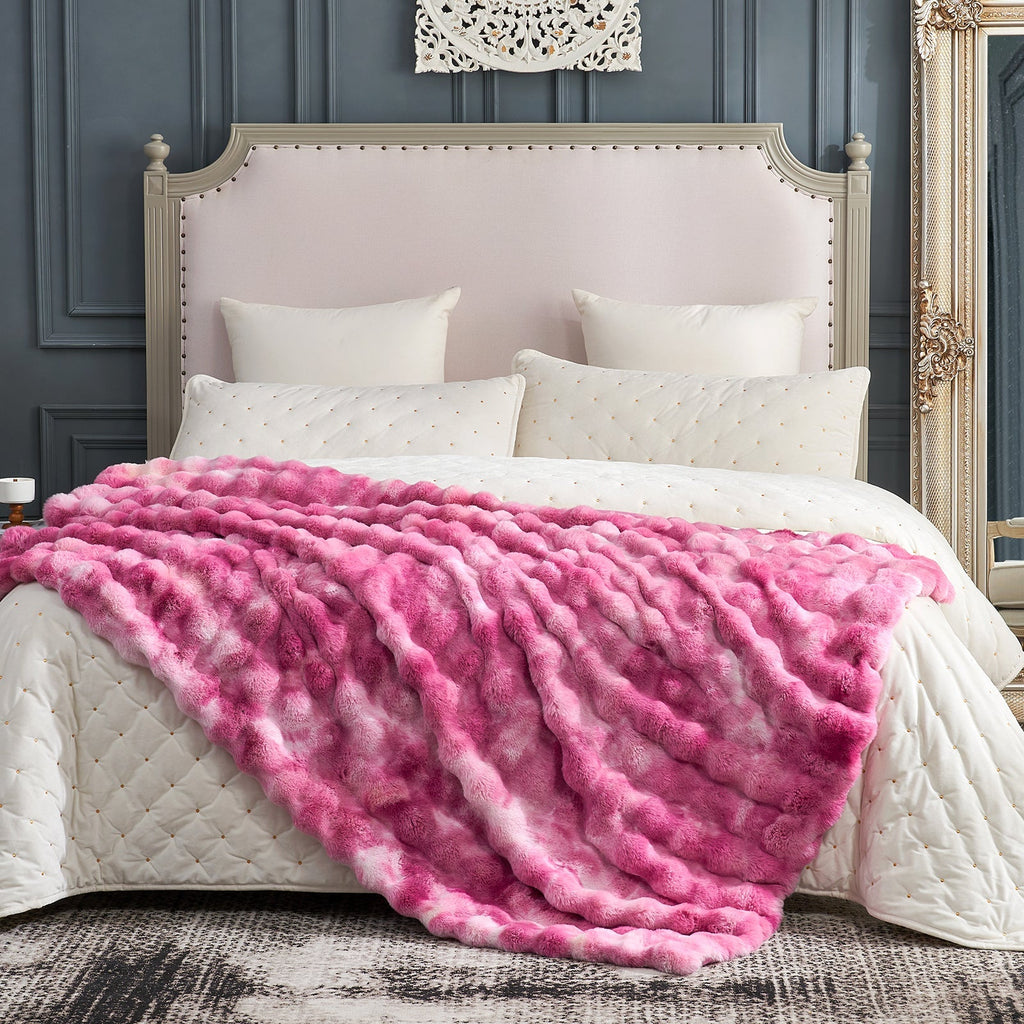 Bubble Tie-Dye Faux Fur Throw