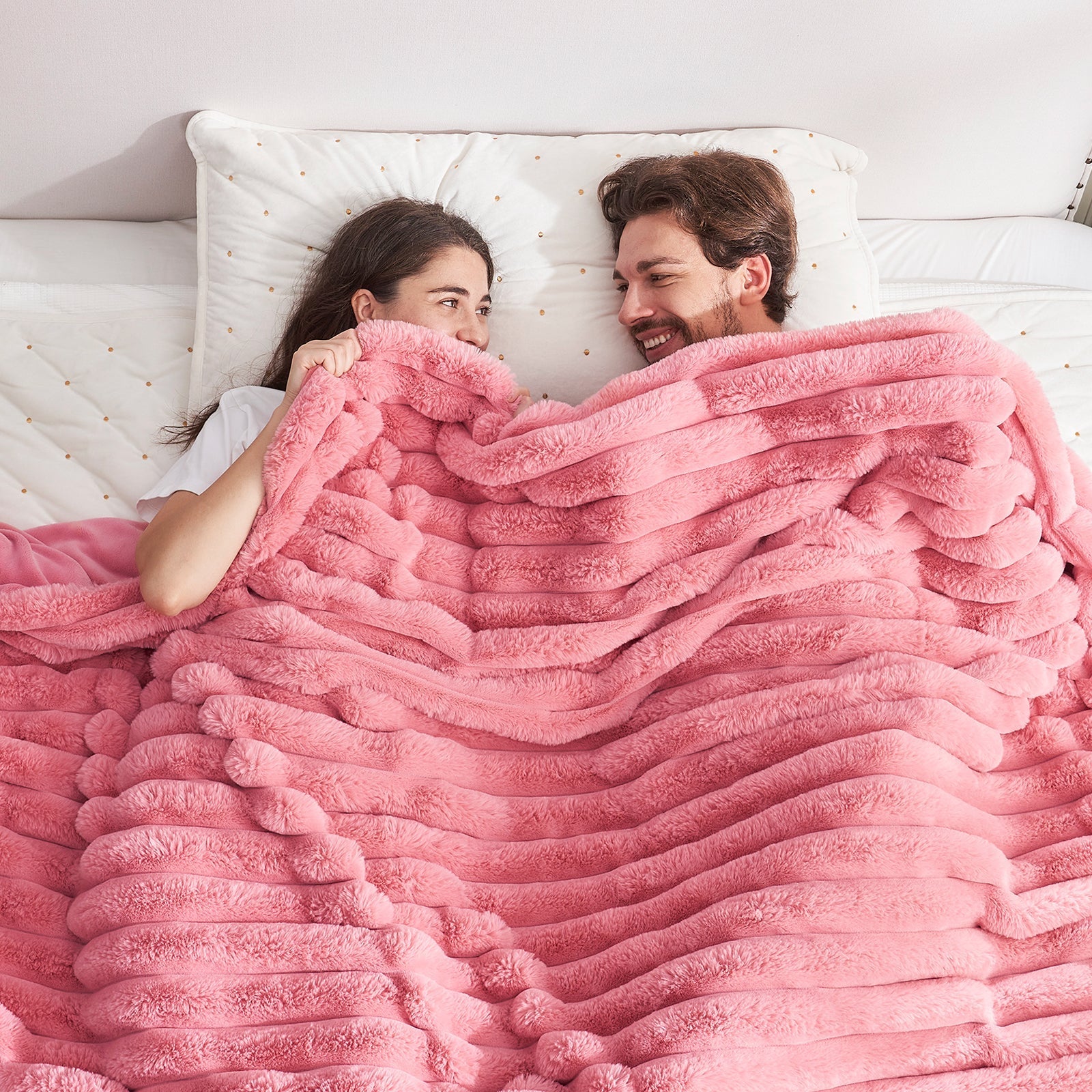 Striped Faux Fur Throw