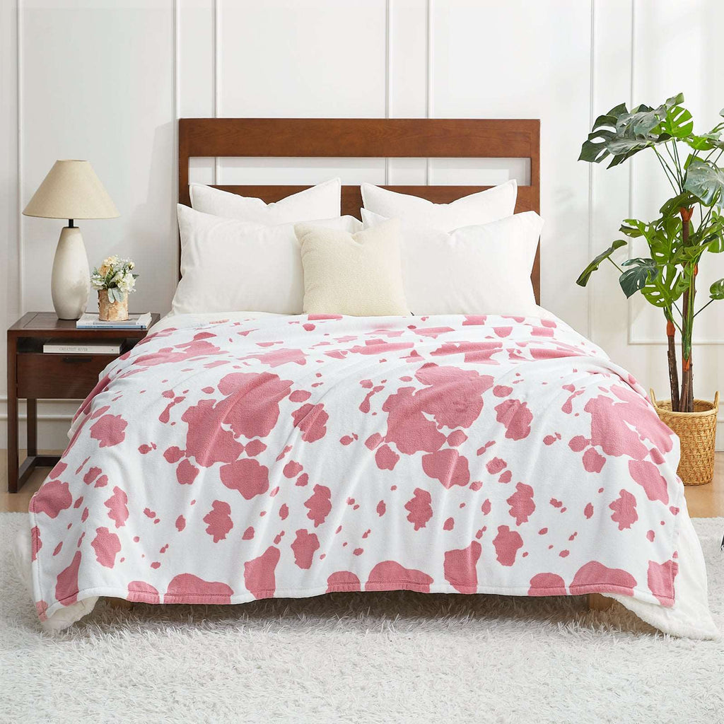Cow Print Plush Throw