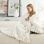 Striped Faux Fur Throw