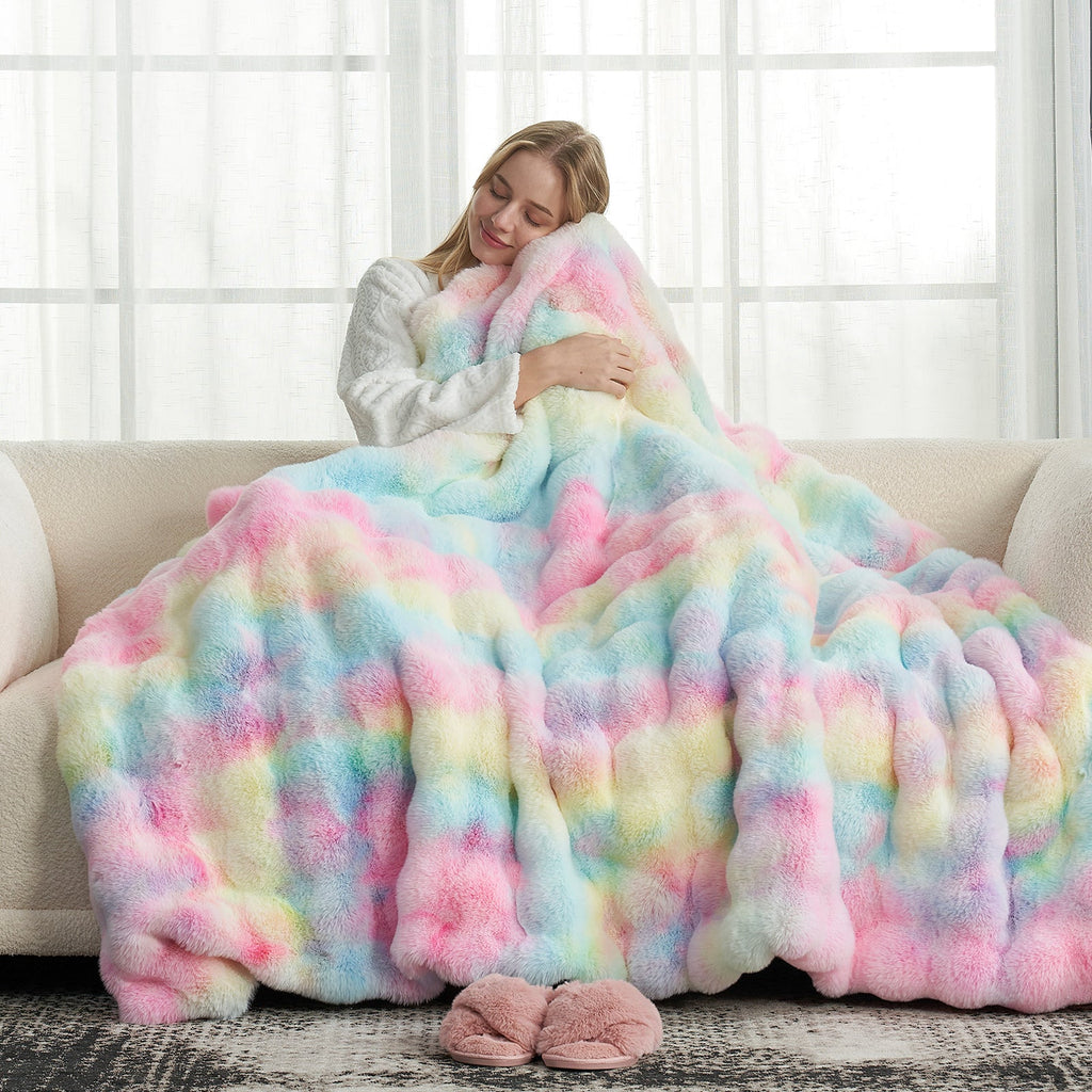 Bubble Tie-Dye Faux Fur Throw