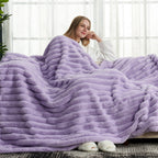 Striped Faux Fur Throw