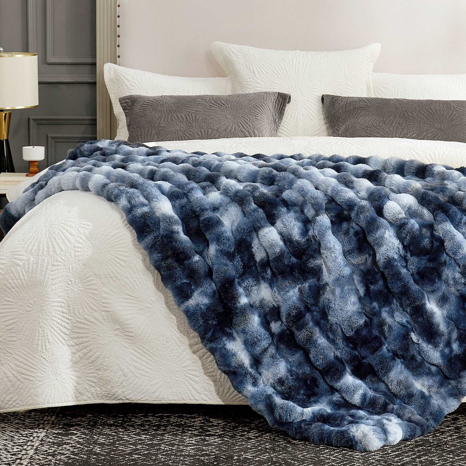 Bubble Tie-Dye Faux Fur Throw