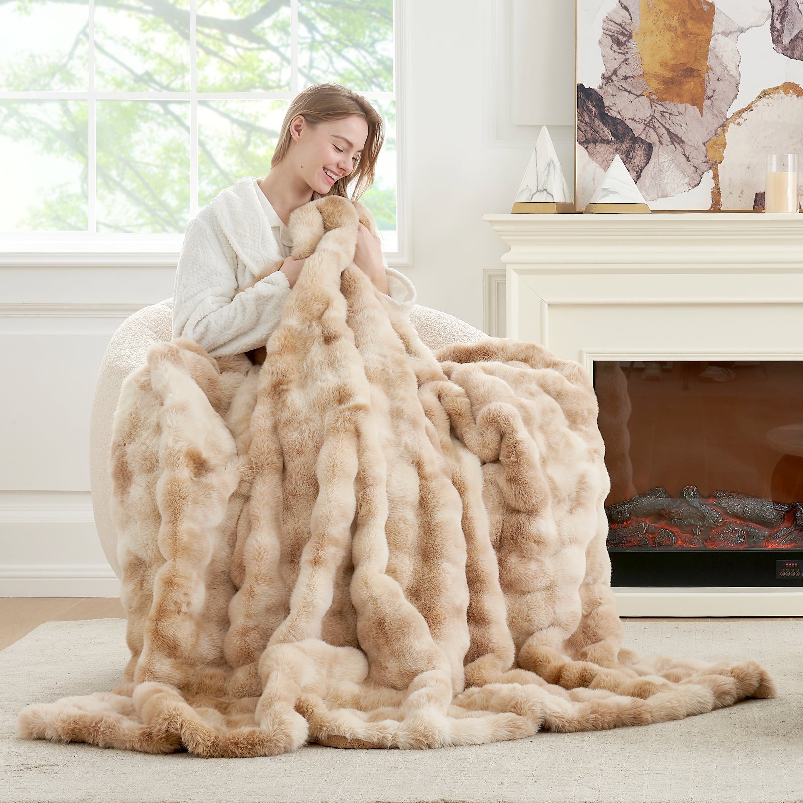 Bubble Tie-Dye Faux Fur Throw