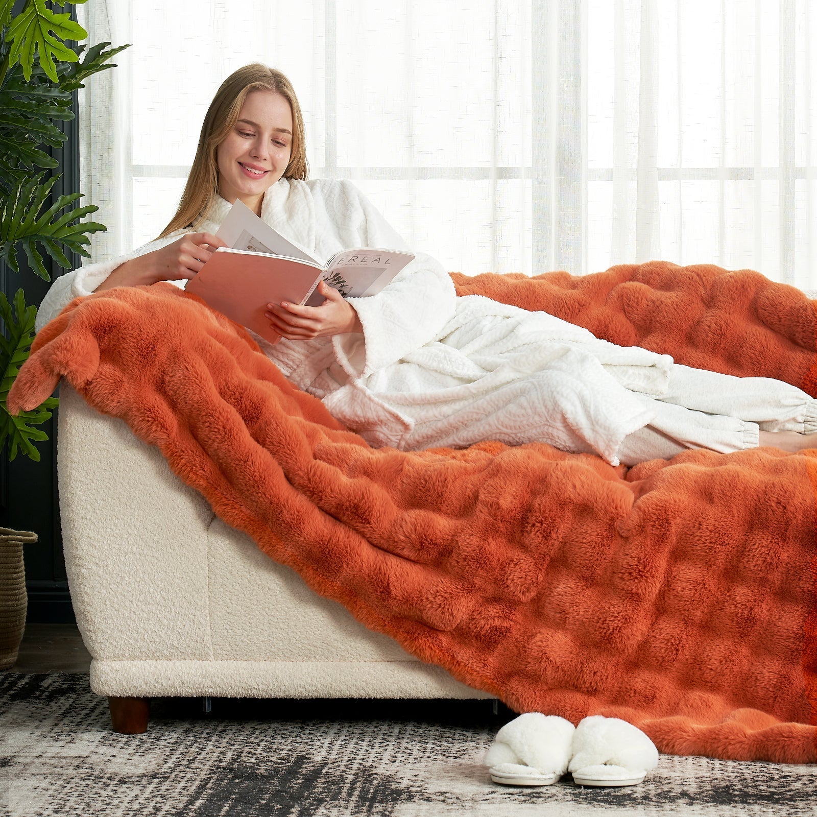 Bubble Tie-Dye Faux Fur Throw