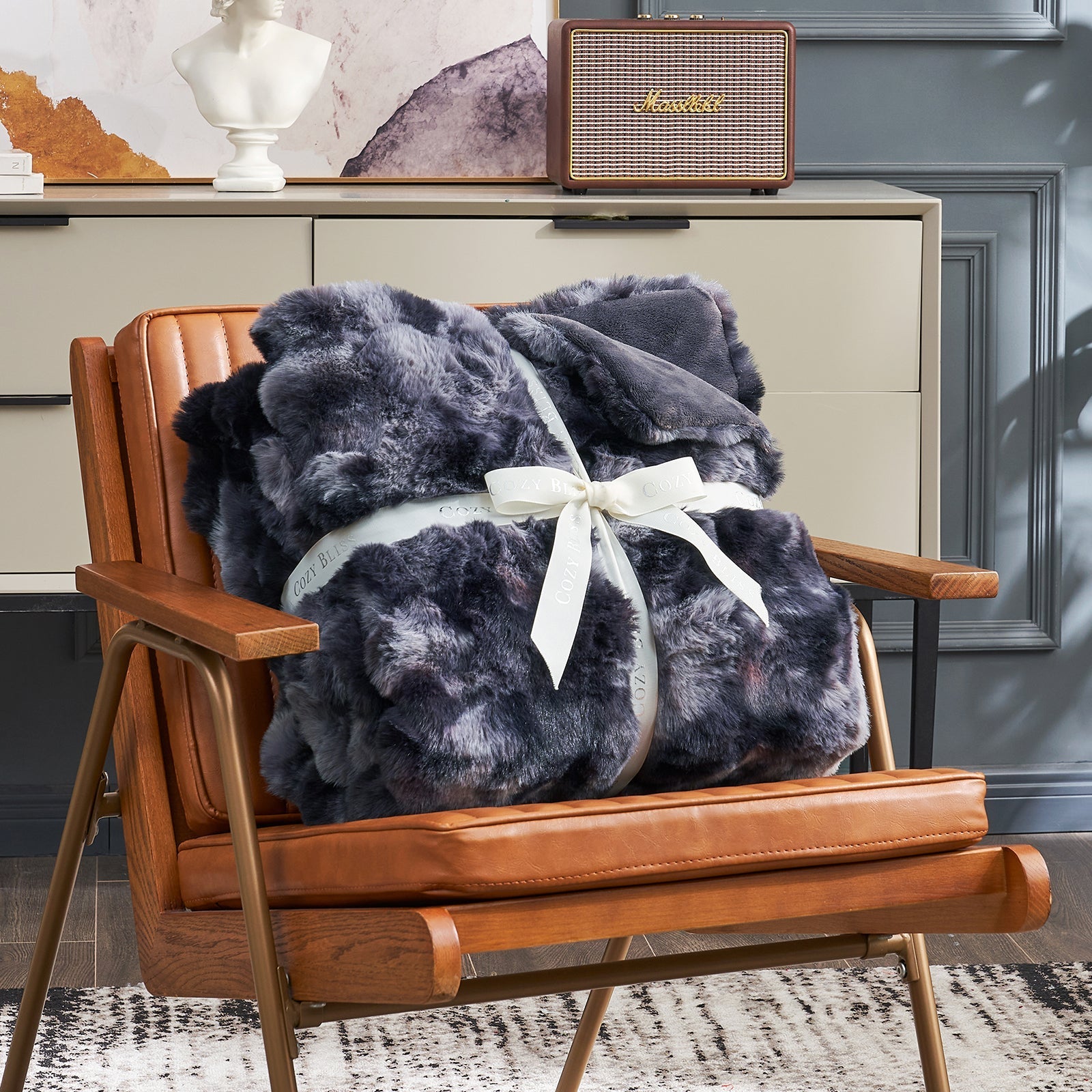 Bubble Tie-Dye Faux Fur Throw