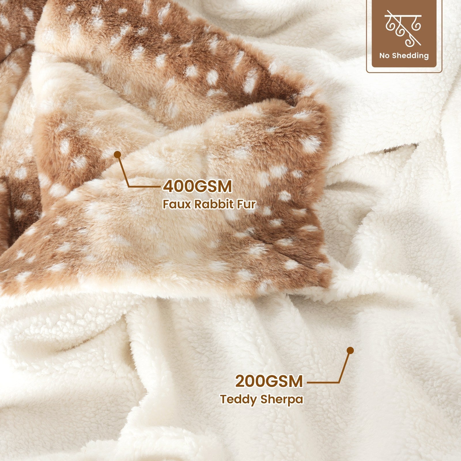 Deer Print Faux Fur Throw