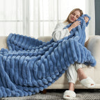 Striped Faux Fur Throw