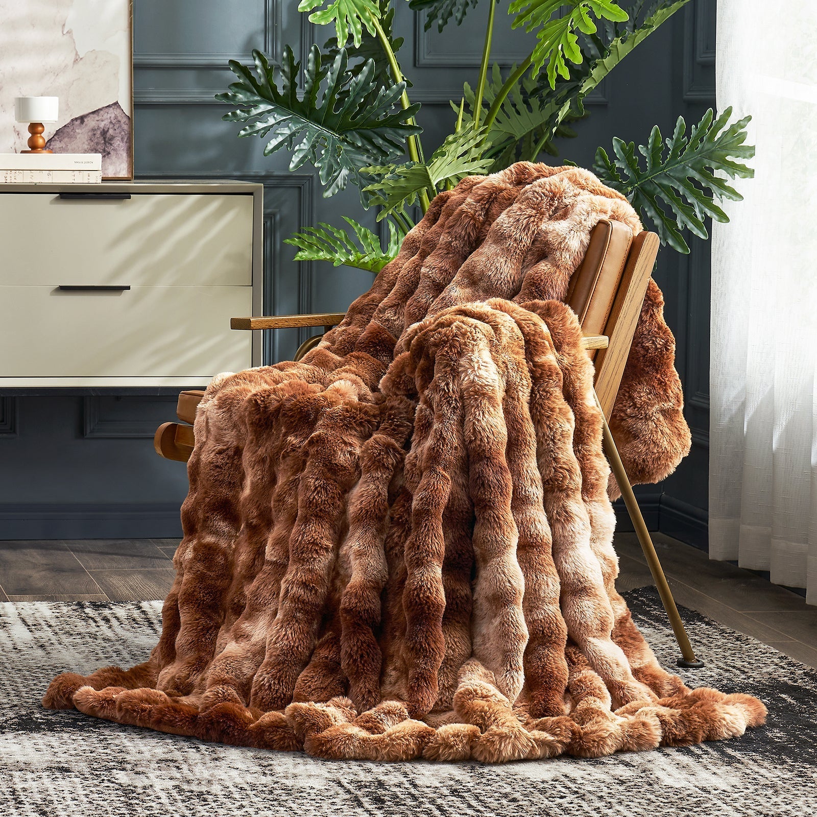 Bubble Tie-Dye Faux Fur Throw