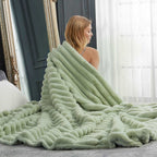Striped Faux Fur Throw