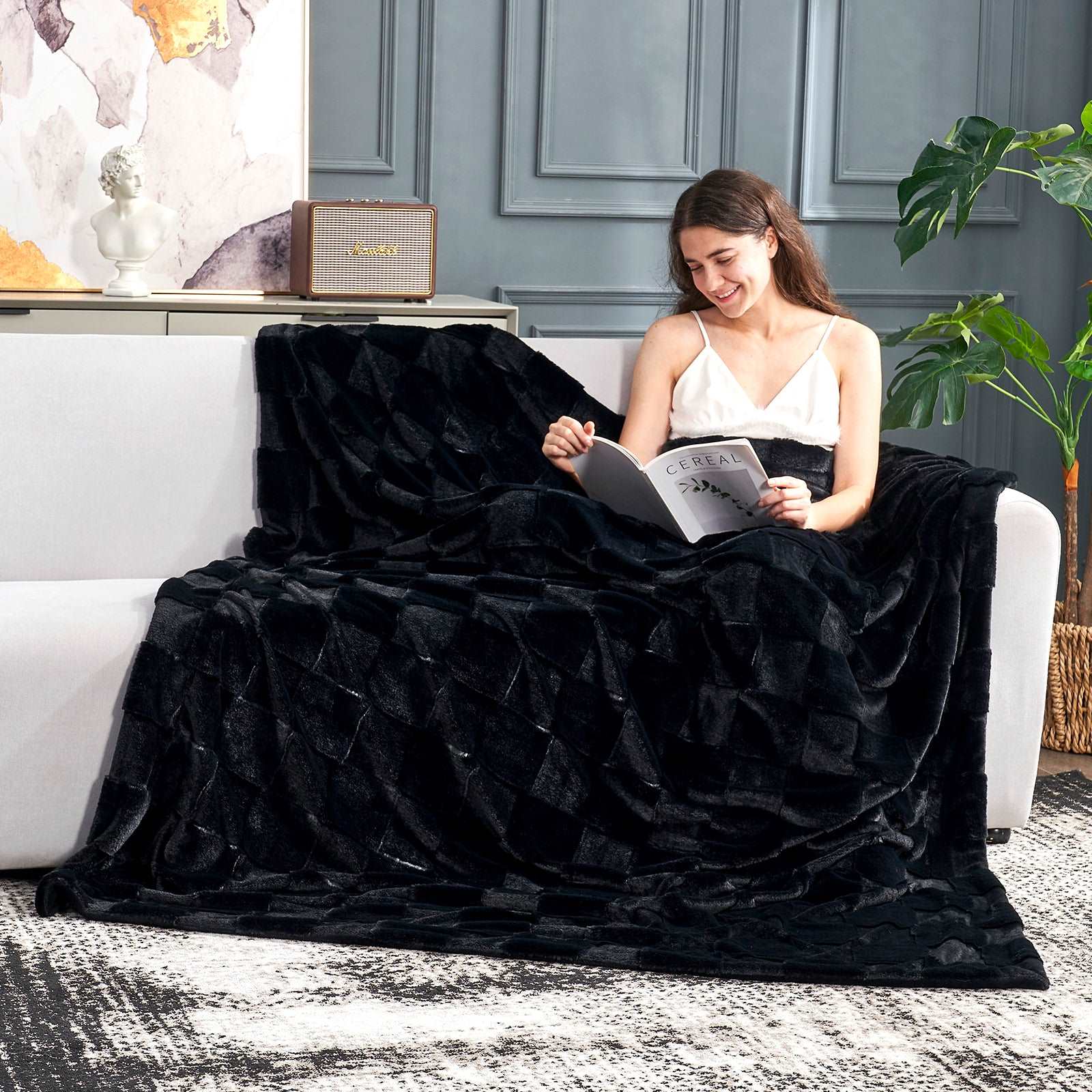 Checkerboard Plush Throw