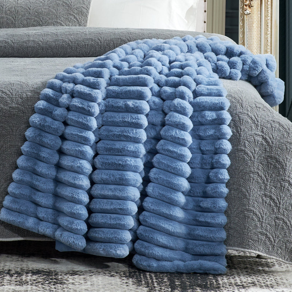 Striped Faux Fur Throw