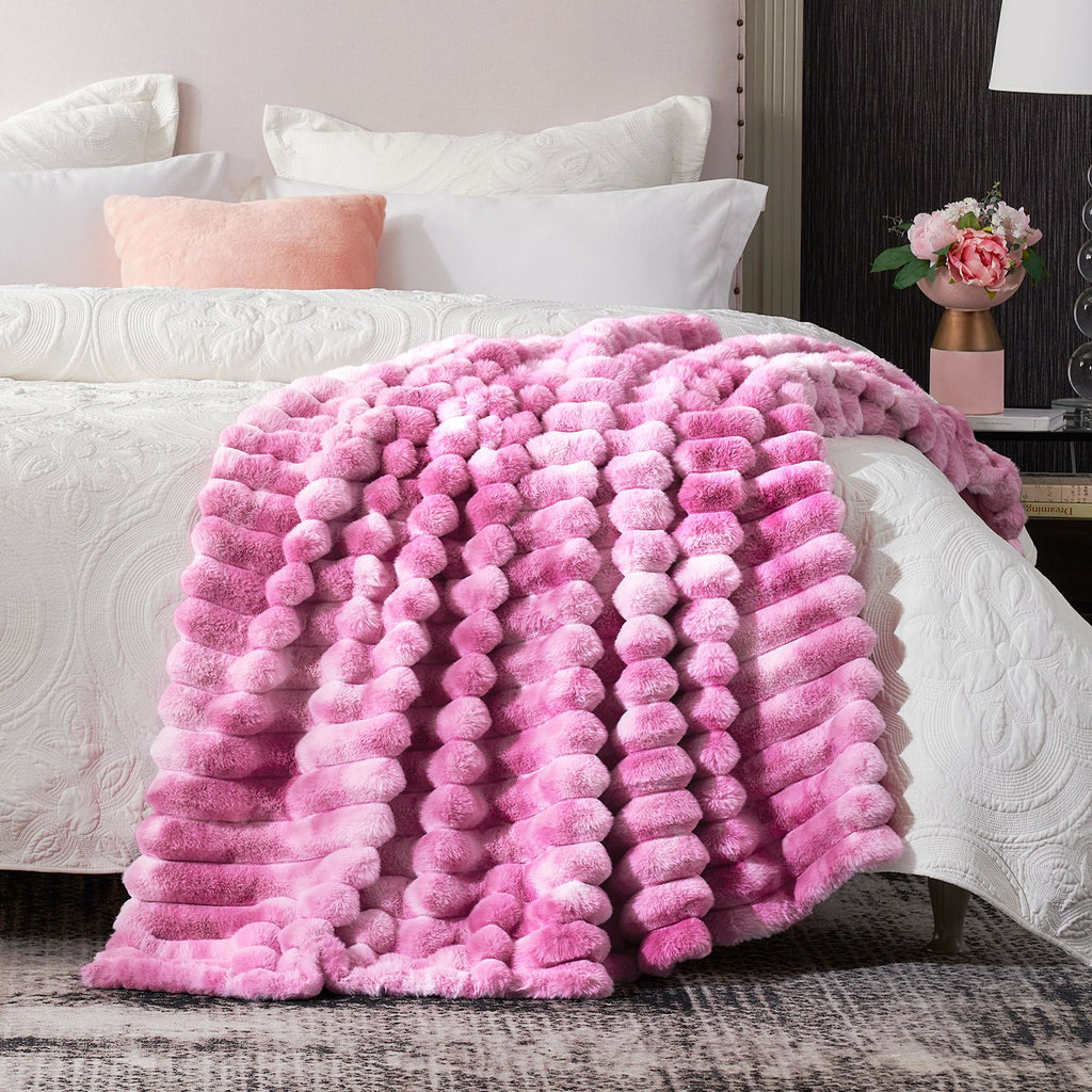 Striped Faux Fur Throw
