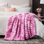 Striped Faux Fur Throw