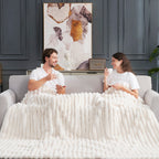 Striped Faux Fur Throw