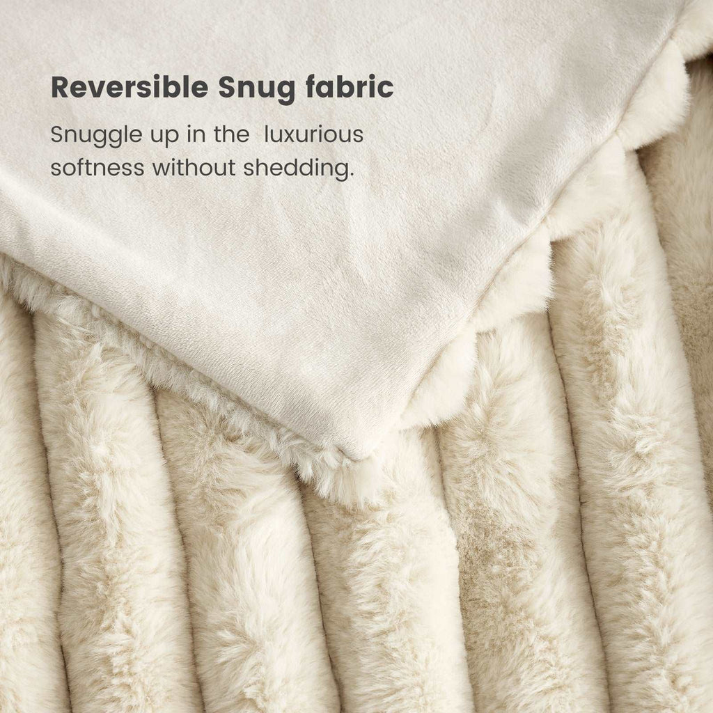 Striped Faux Fur Throw